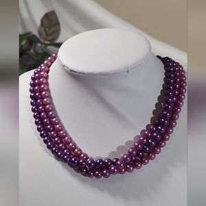 Early 1950's Purple Trio Choker Necklace